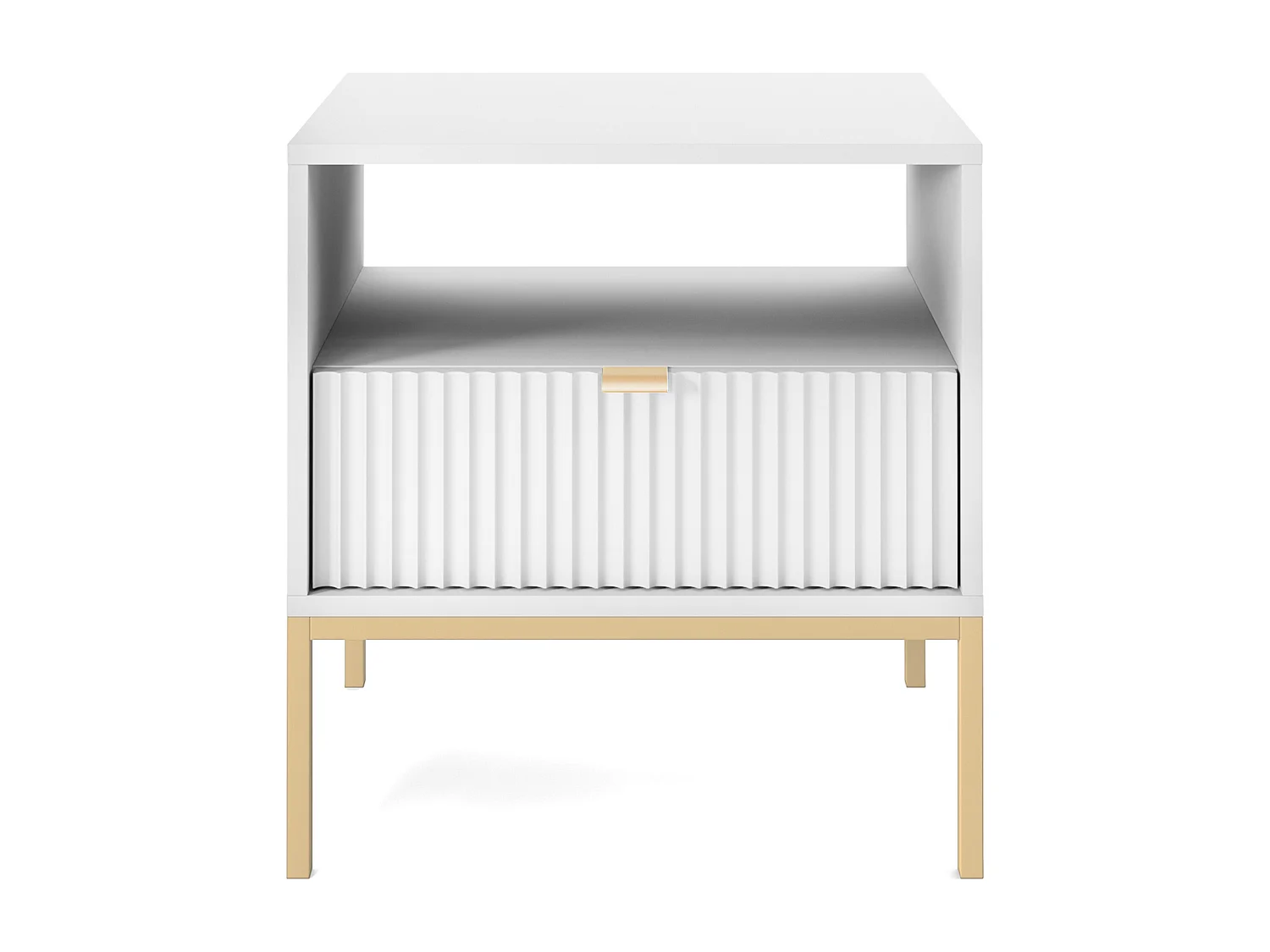 Table de chevet - 54 cm - blanc avec pieds dorés - VELLORE