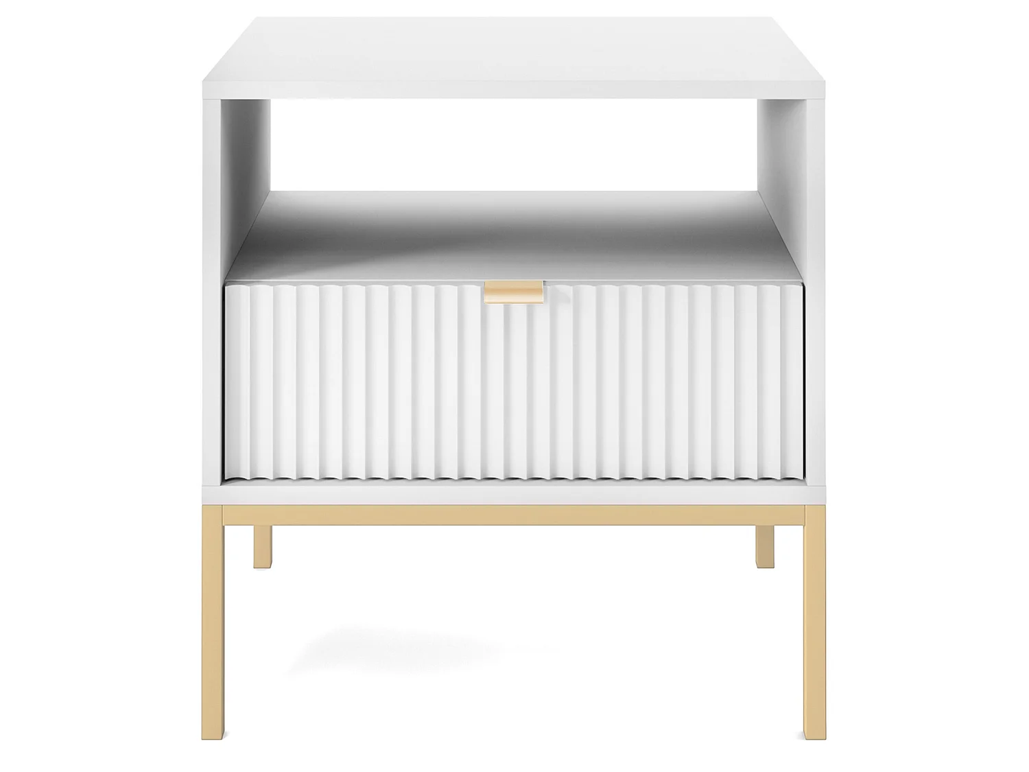 Table de chevet - 54 cm - blanc avec pieds dorés - VELLORE