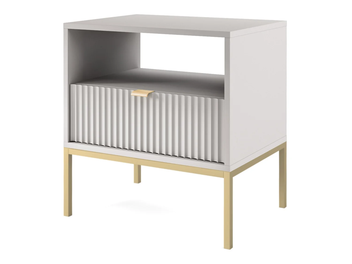 Table de chevet - 54 cm - gris avec pieds dorés - VELLORE
