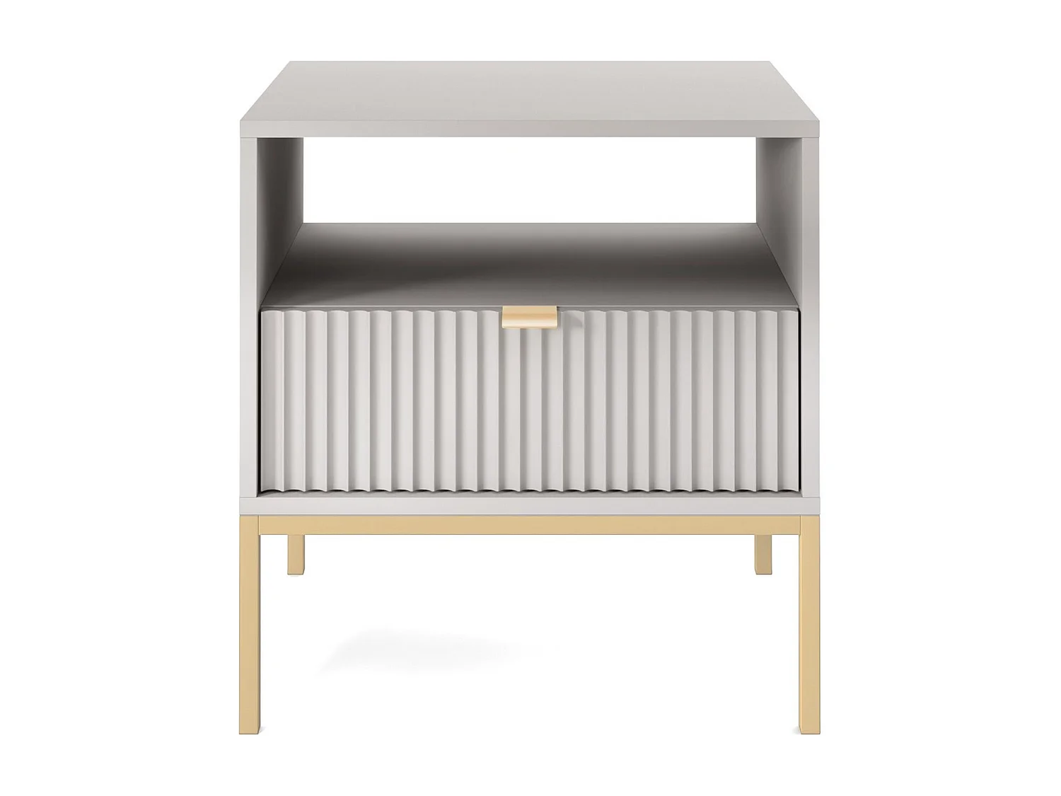 Table de chevet - 54 cm - gris avec pieds dorés - VELLORE