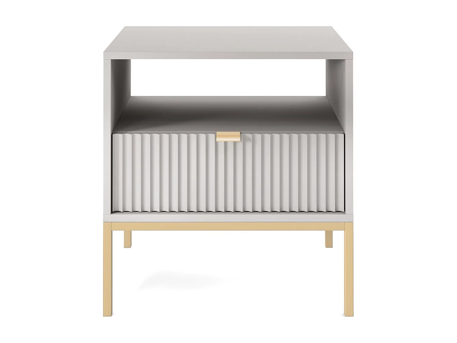 Table de chevet - 54 cm - gris avec pieds dorés - VELLORE