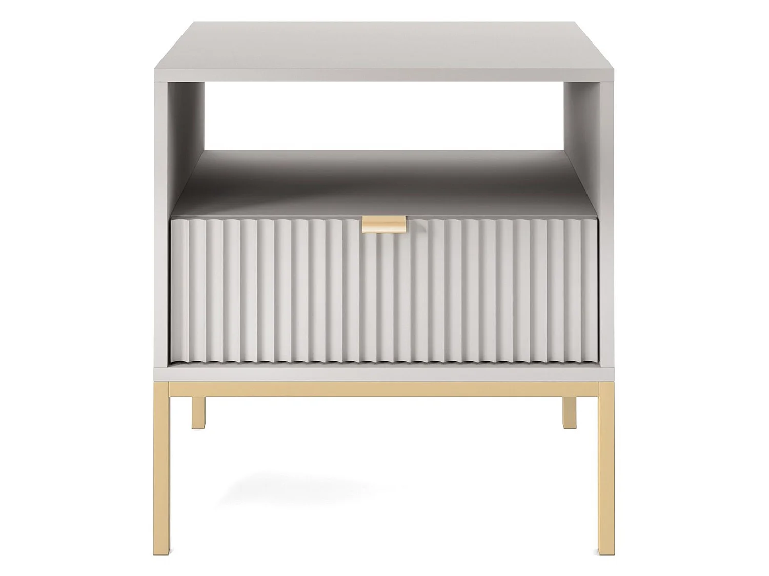 Table de chevet - 54 cm - gris avec pieds dorés - VELLORE