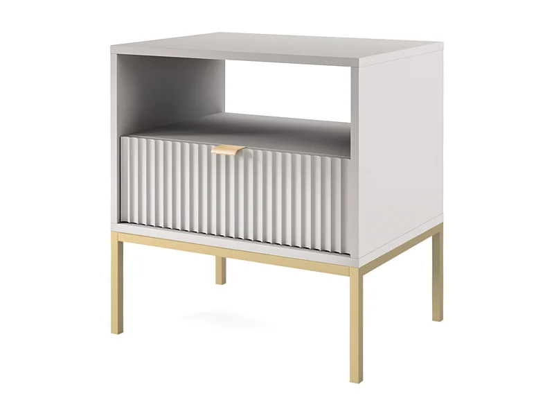 Table de chevet - 54 cm - gris avec pieds dorés - VELLORE