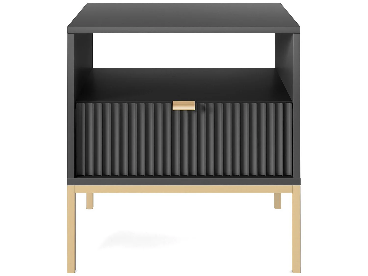 Table de chevet - 54 cm - noir avec pieds dorés - VELLORE