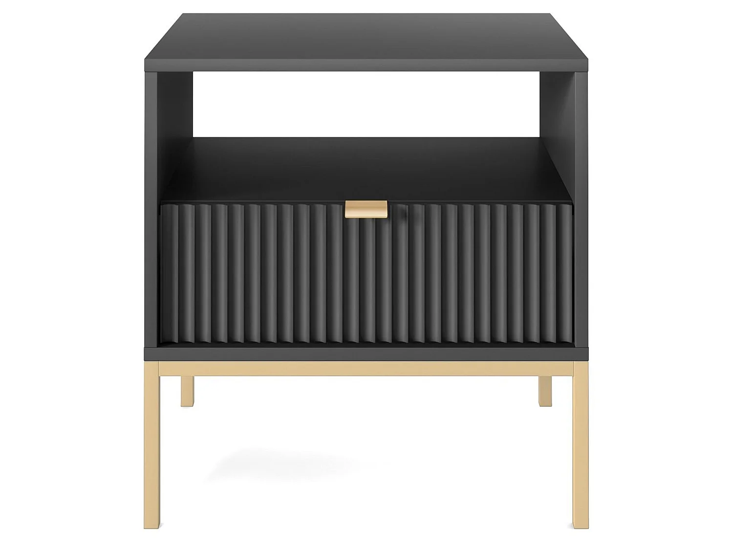 Table de chevet - 54 cm - noir avec pieds dorés - VELLORE