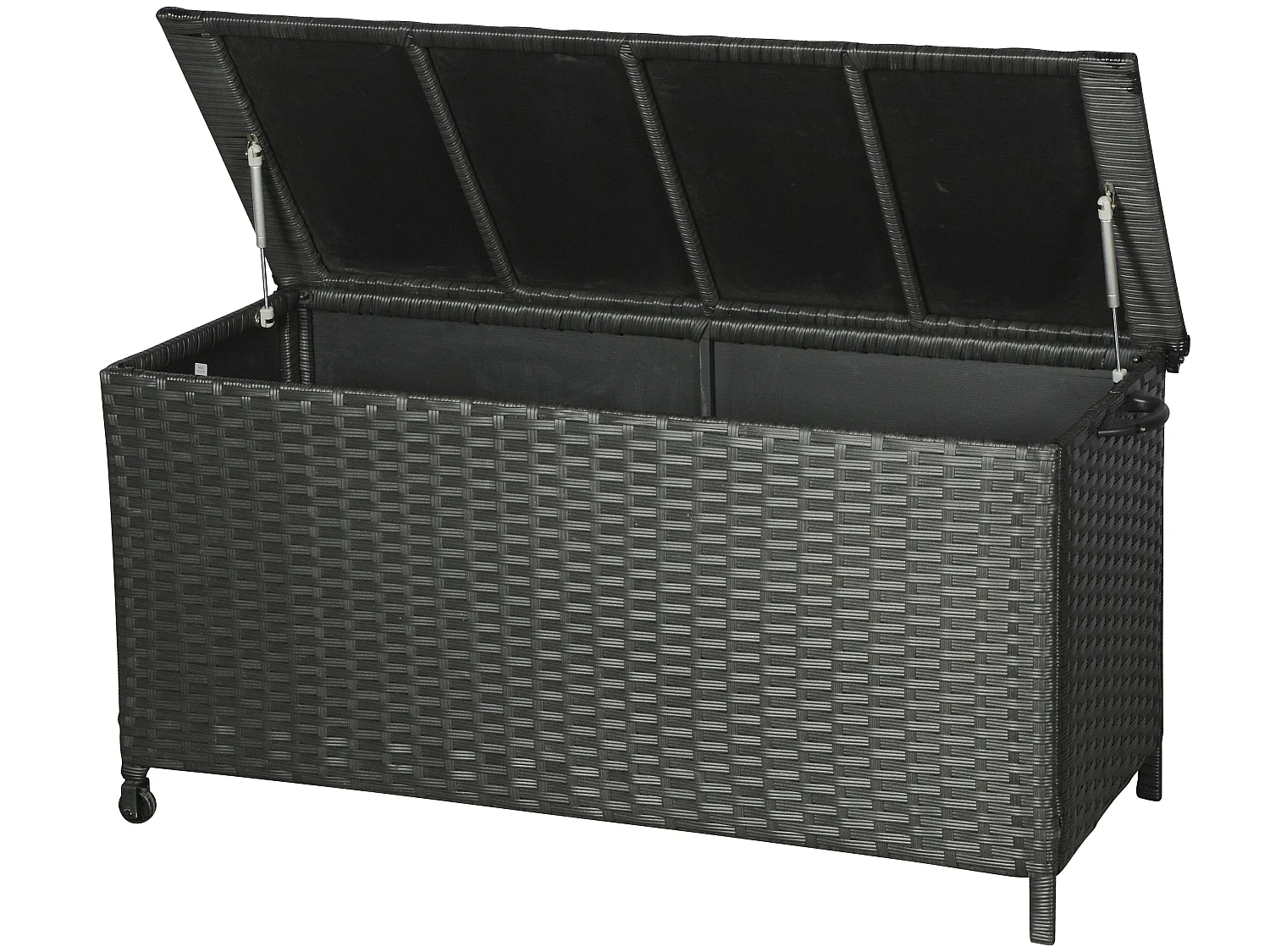 Kaplo tuintoebehoor kussen opbergbox met wielen zwart.