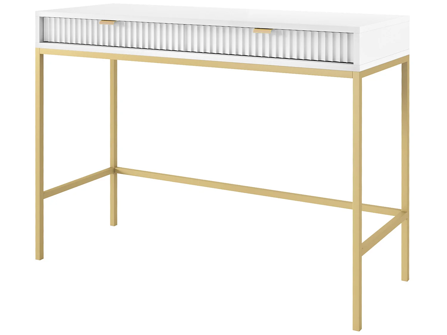 Coiffeuse - 104 cm - blanc avec pieds dorés - VELLORE