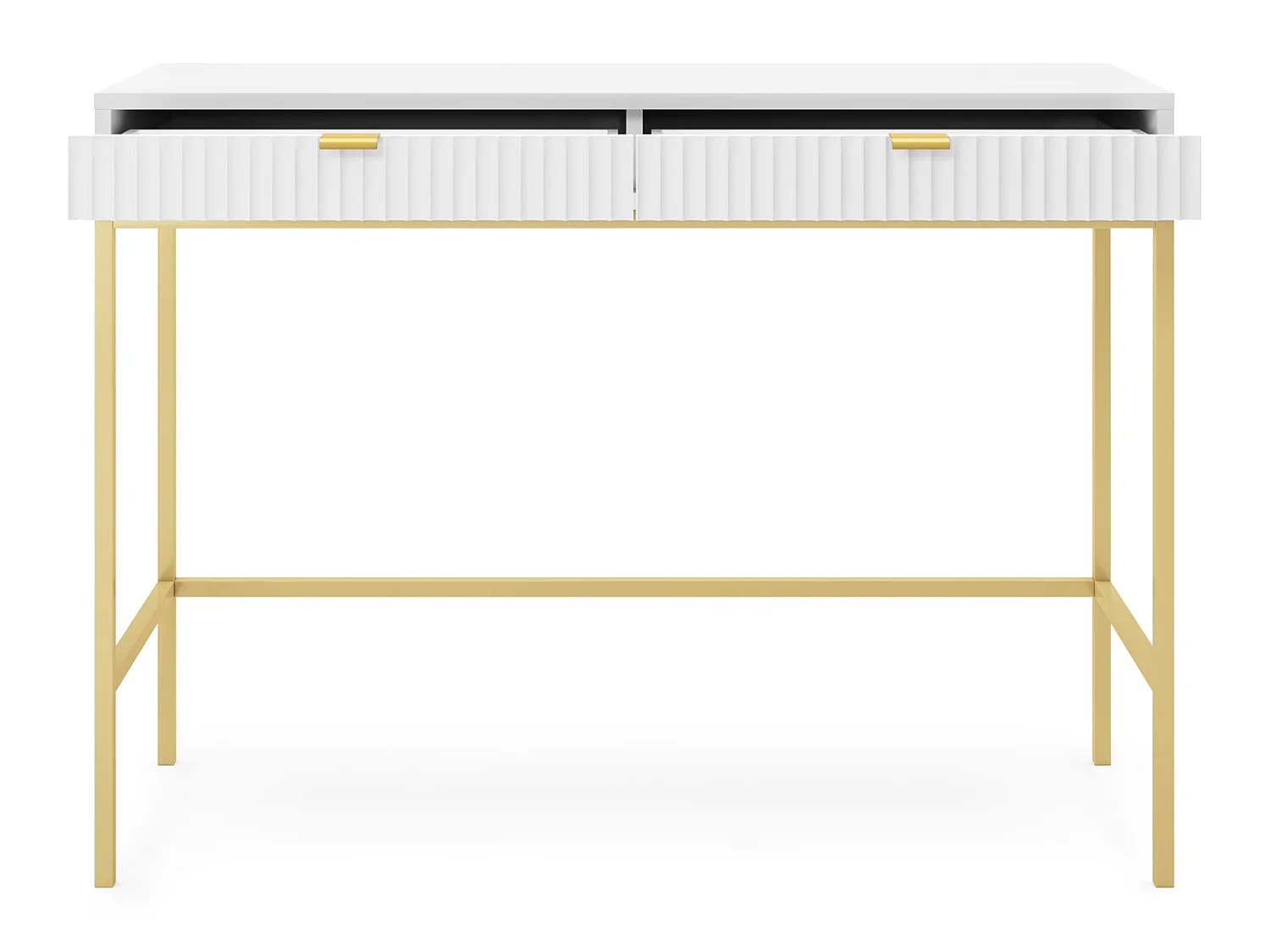 Coiffeuse - 104 cm - blanc avec pieds dorés - VELLORE