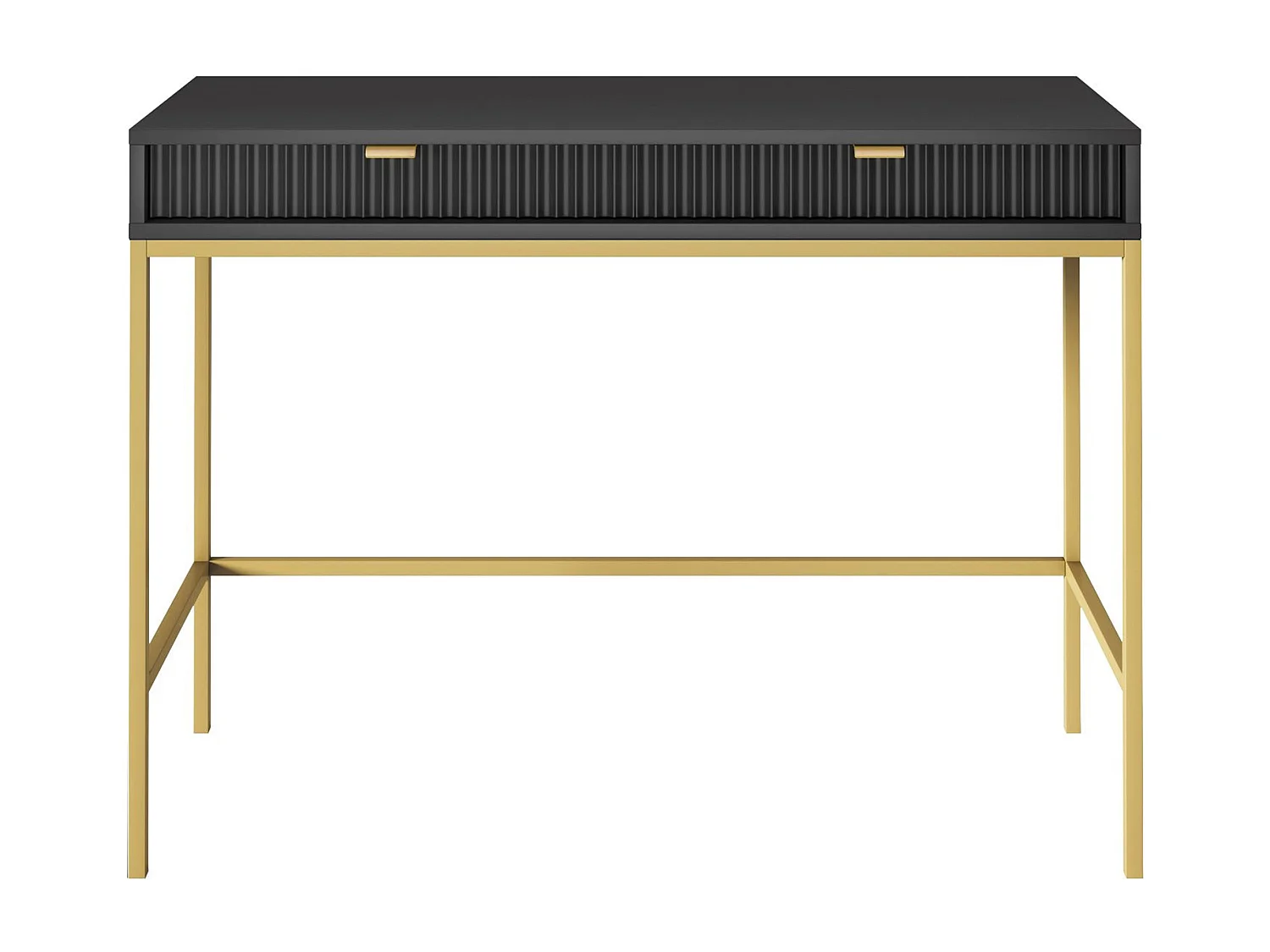 Schminktisch - 104 cm - Schwarz mit goldenen Beinen - VELLORE