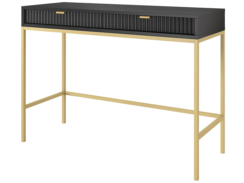 Coiffeuse - 104 cm - noir avec pieds dorés - VELLORE