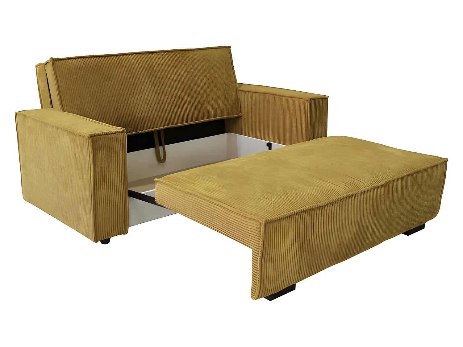 Canapé convertible STARIO en velours côtelé beige