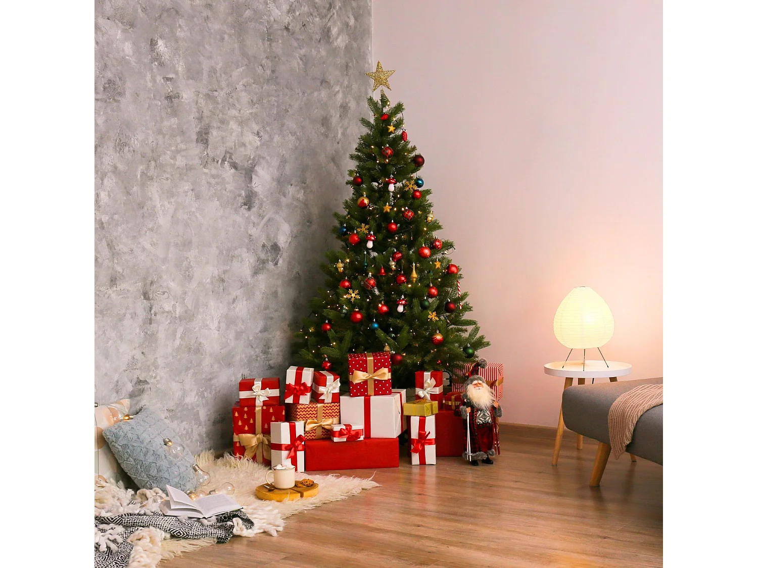 Sapin de Noël Ontario Vert Thinia Home - Arbre de Noël Artificiel en Acier et PVC