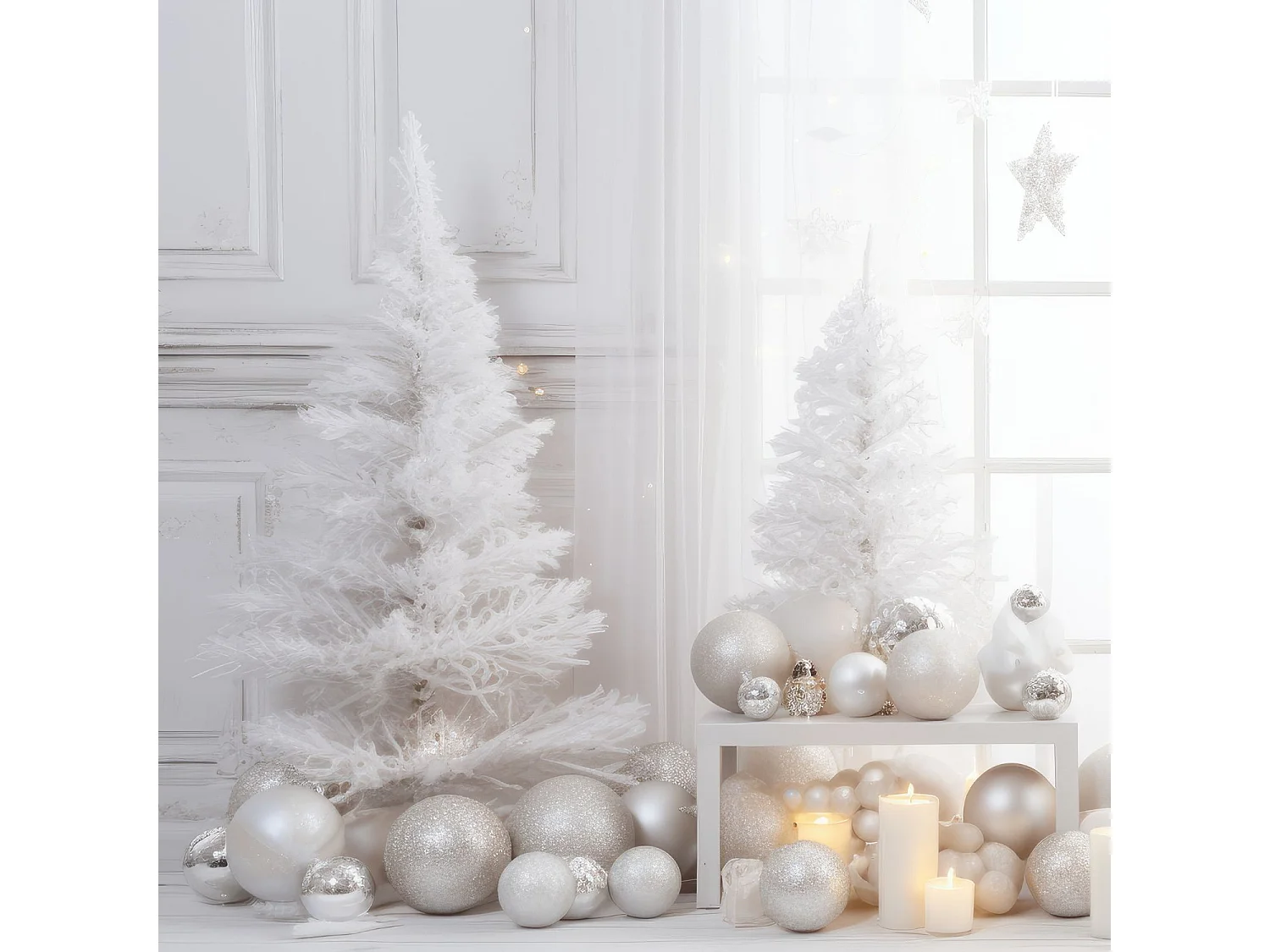 Sapin de Noël Laponie 150x80cm Blanc Thinia Home