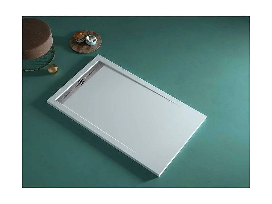 Plato de ducha pizarra ARCO CENIZA  80x150 cm rejilla inox