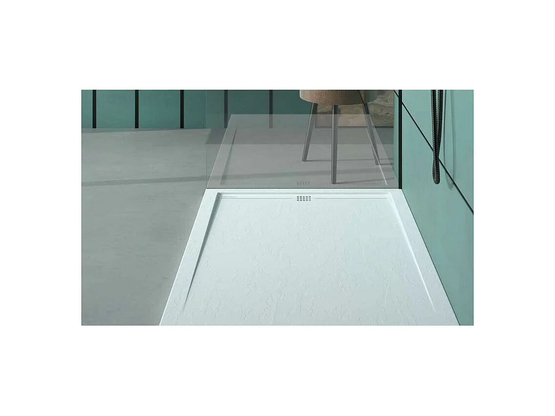 Mineralguss-Duschwanne extra flach ARCO Schieferoptik GRAU 70x90 cm