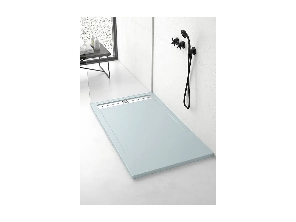 Plato de ducha pizarra ARCO CENIZA  80x140 cm rejilla inox