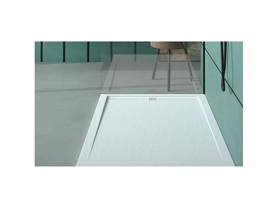 Plato de ducha pizarra ARCO CENIZA  90x100 cm rejilla inox