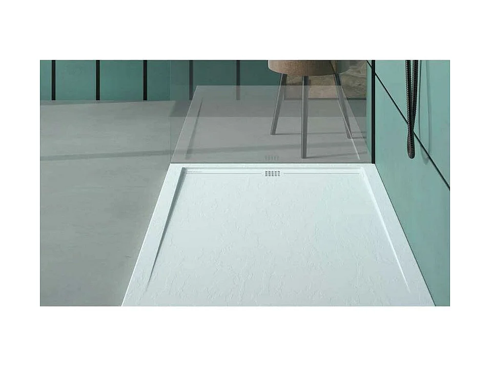 Mineralguss-Duschwanne extra flach ARCO Schieferoptik GRAU 80x200 cm