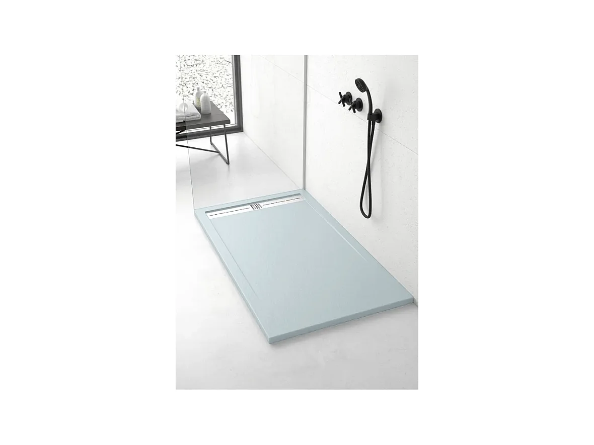 Mineralguss-Duschwanne extra flach ARCO Schieferoptik GRAU 70x160 cm