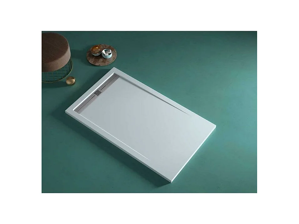 Mineralguss-Duschwanne extra flach ARCO Schieferoptik GRAU 70x160 cm