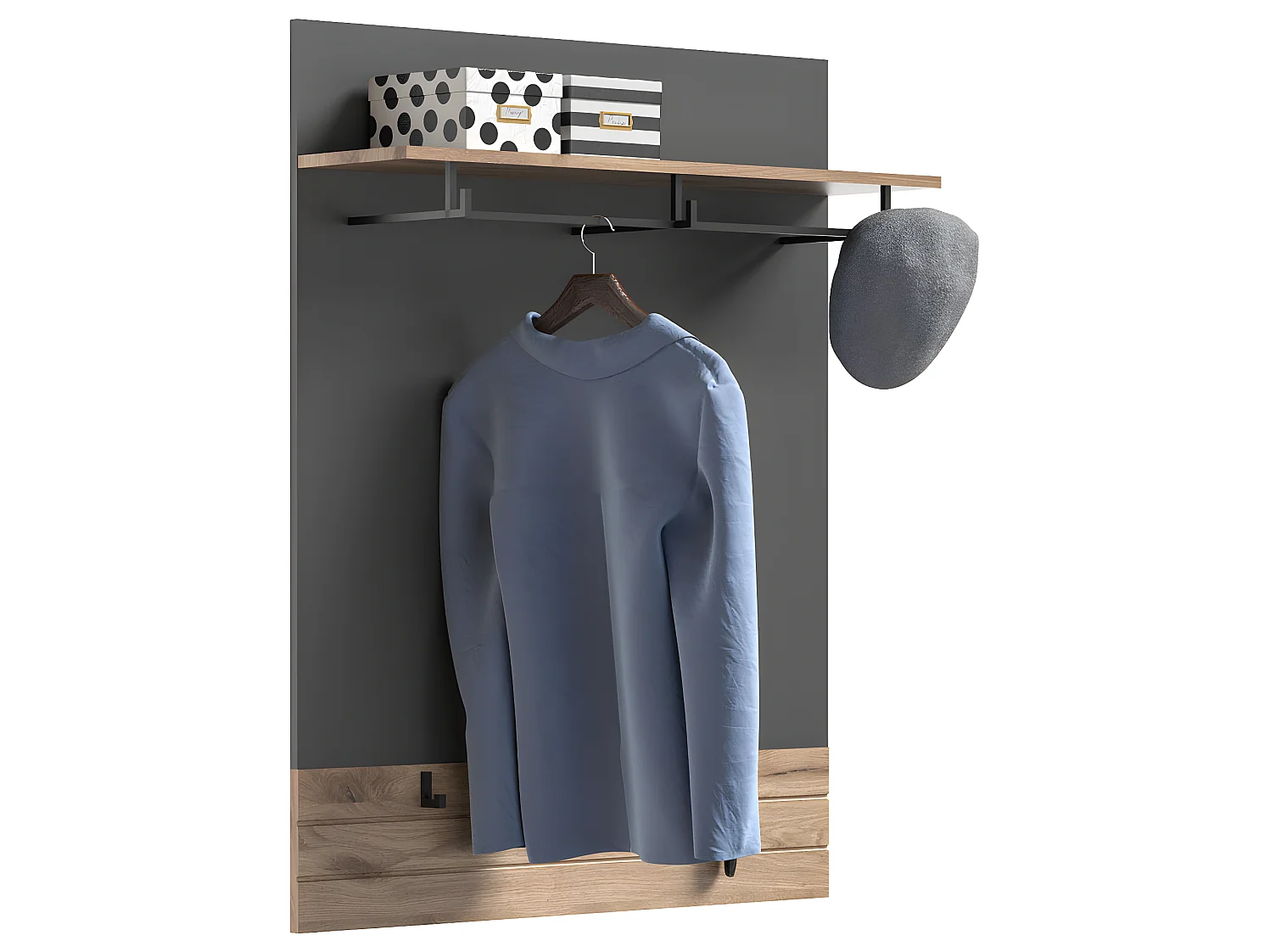 Mason Wandgarderobe 3 Kleiderhaken Eiche dekor.