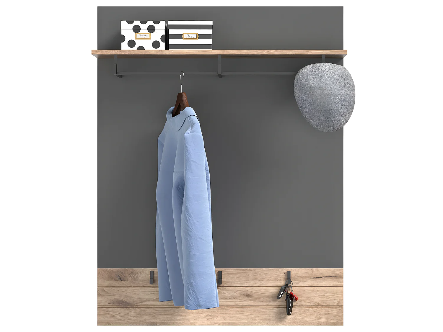 Mason penderie murale 3 crochets chêne décor.