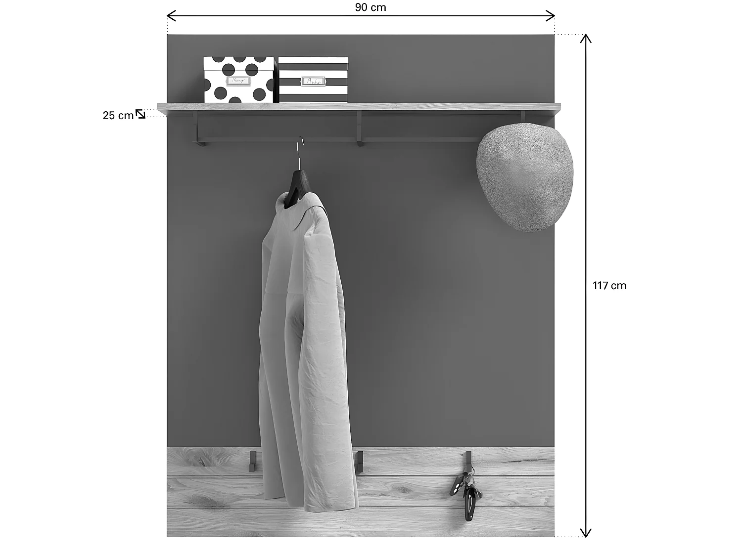 Mason penderie murale 3 crochets chêne décor.