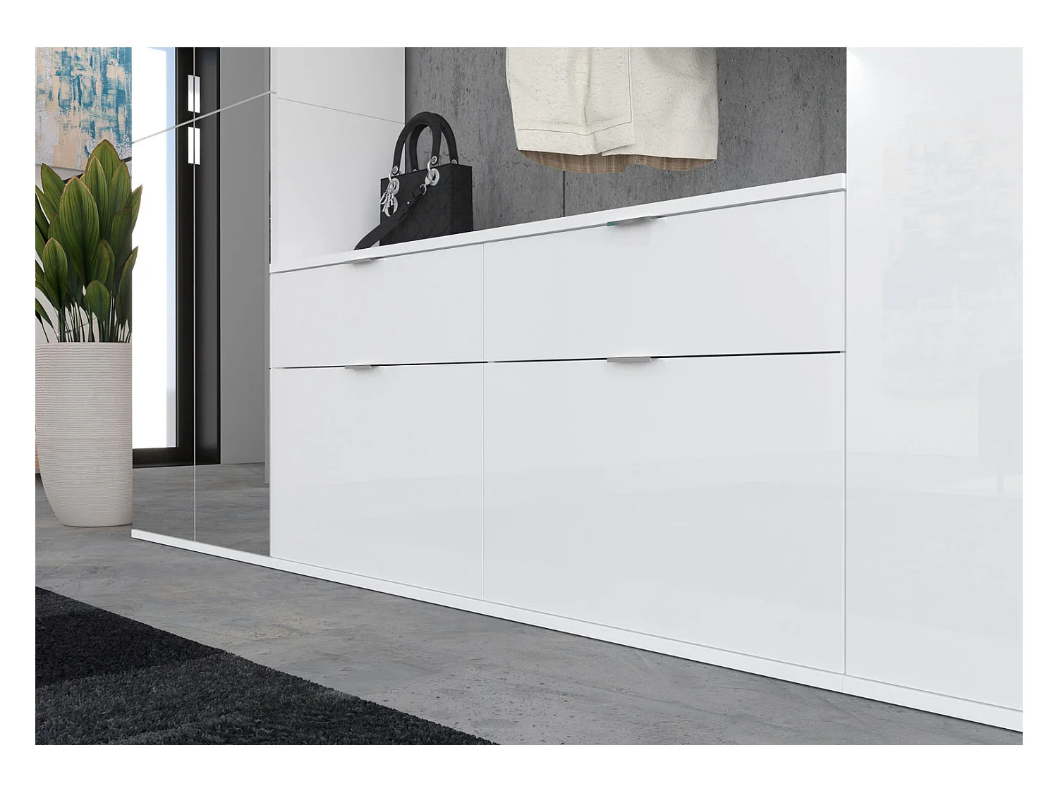 ProjektX ensemble d'armoires de rangement 2 portes, 2 tiroirs blanche.