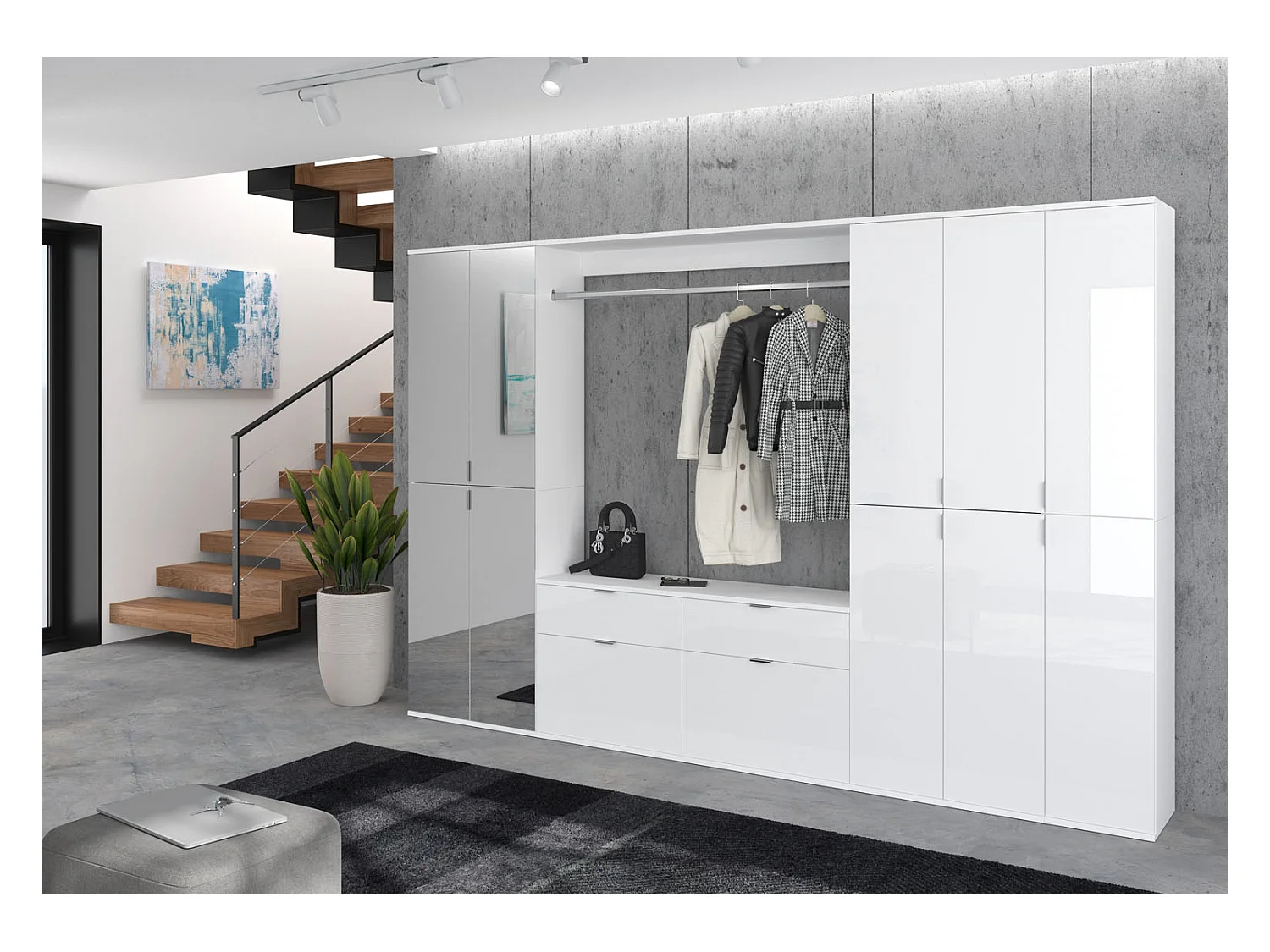 ProjektX ensemble d'armoires de rangement 2 portes, 2 tiroirs blanche.