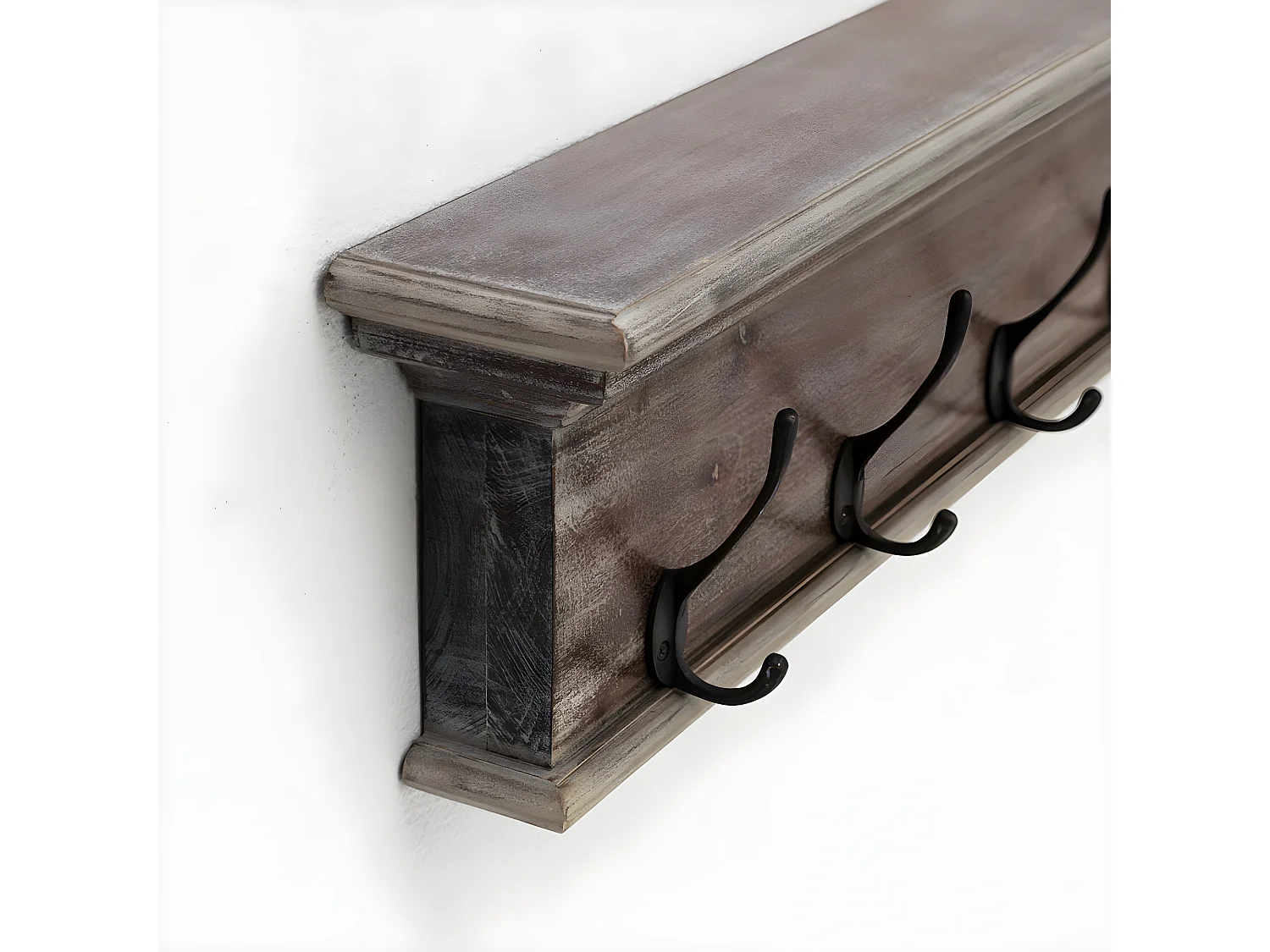 Halifax Armoire murale 8 crochets et 1 porte-chapeau délavage teinte naturelle.