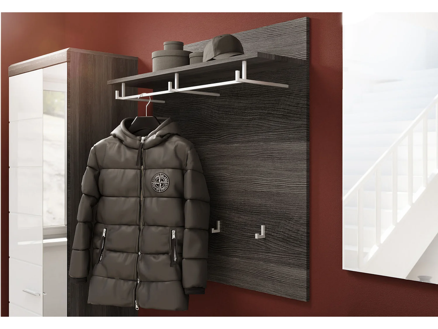 Scout penderie murale 3 crochets gris.