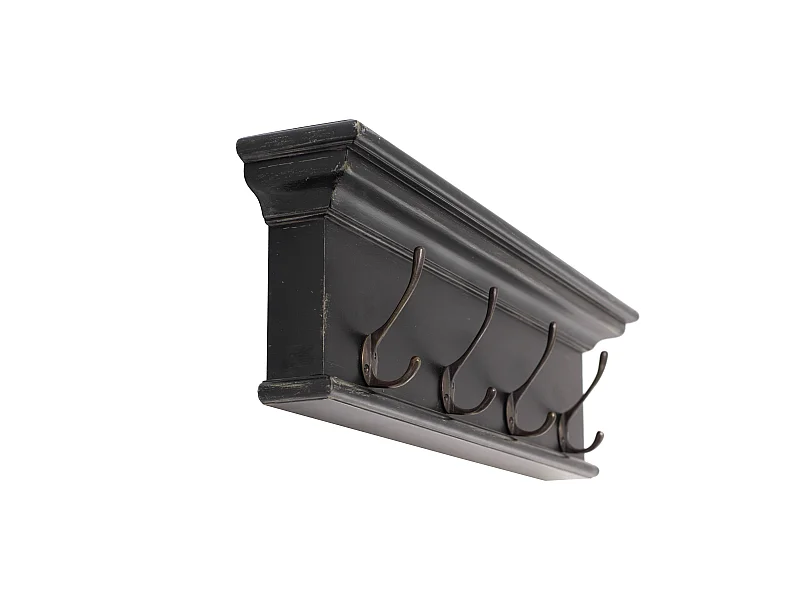 Halifax Wandgarderobe mit 4 Haken, schwarz, weiß antik.