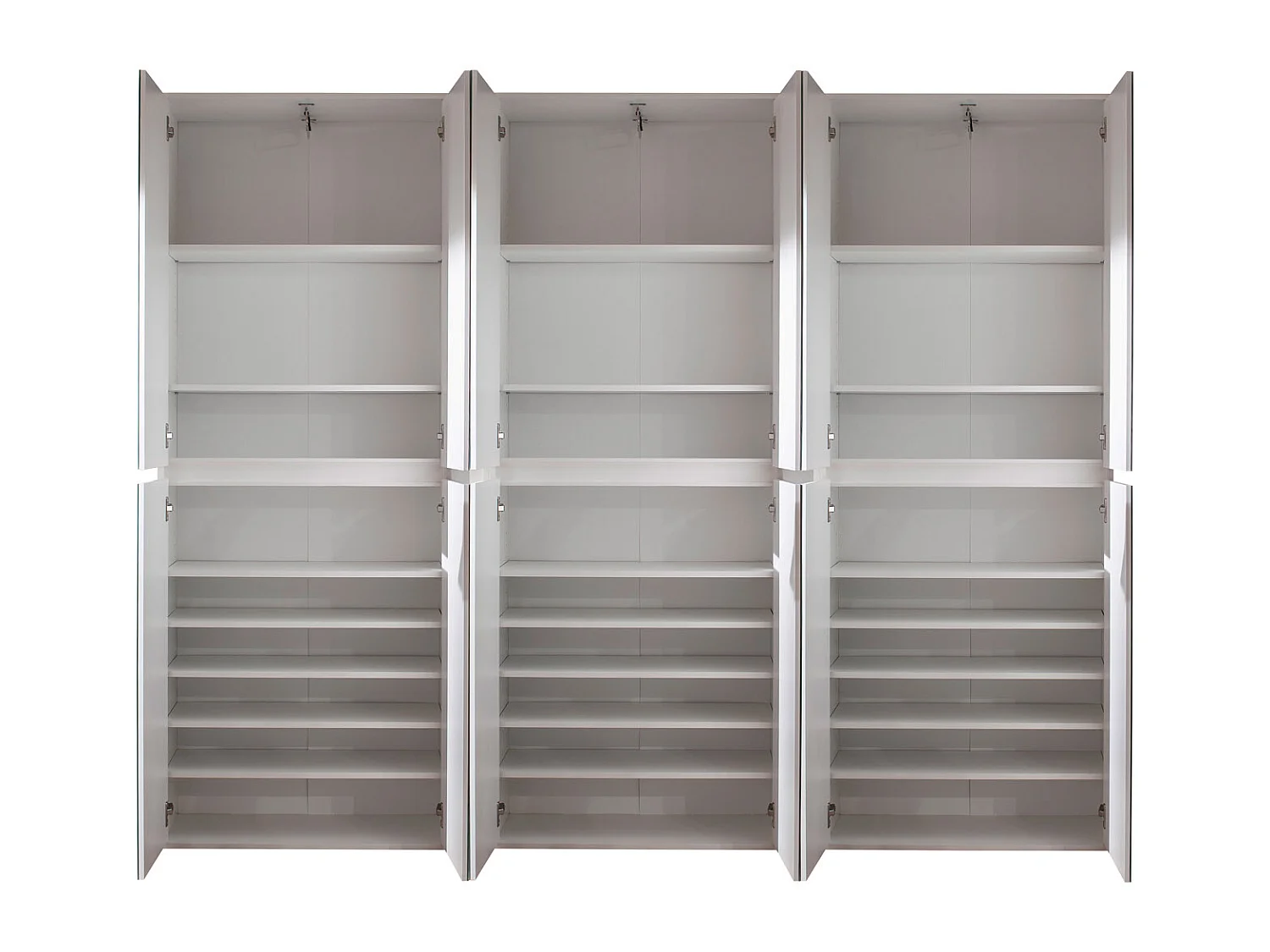 Mirror Armoire à vêtements 12 portes, blanc, verre miroir.