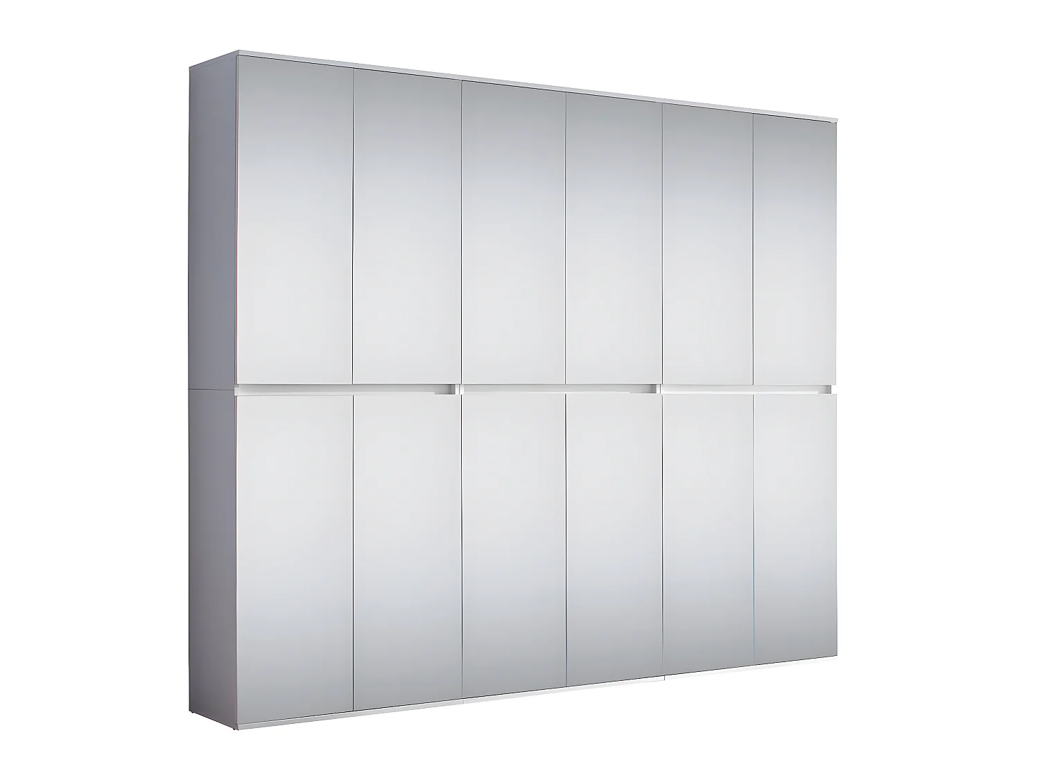 Mirror Armoire à vêtements 12 portes, blanc, verre miroir.