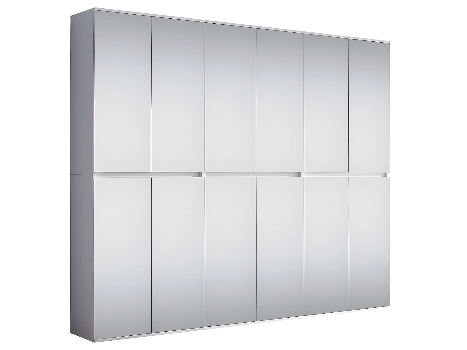 Mirror Armoire à vêtements 12 portes, blanc, verre miroir.