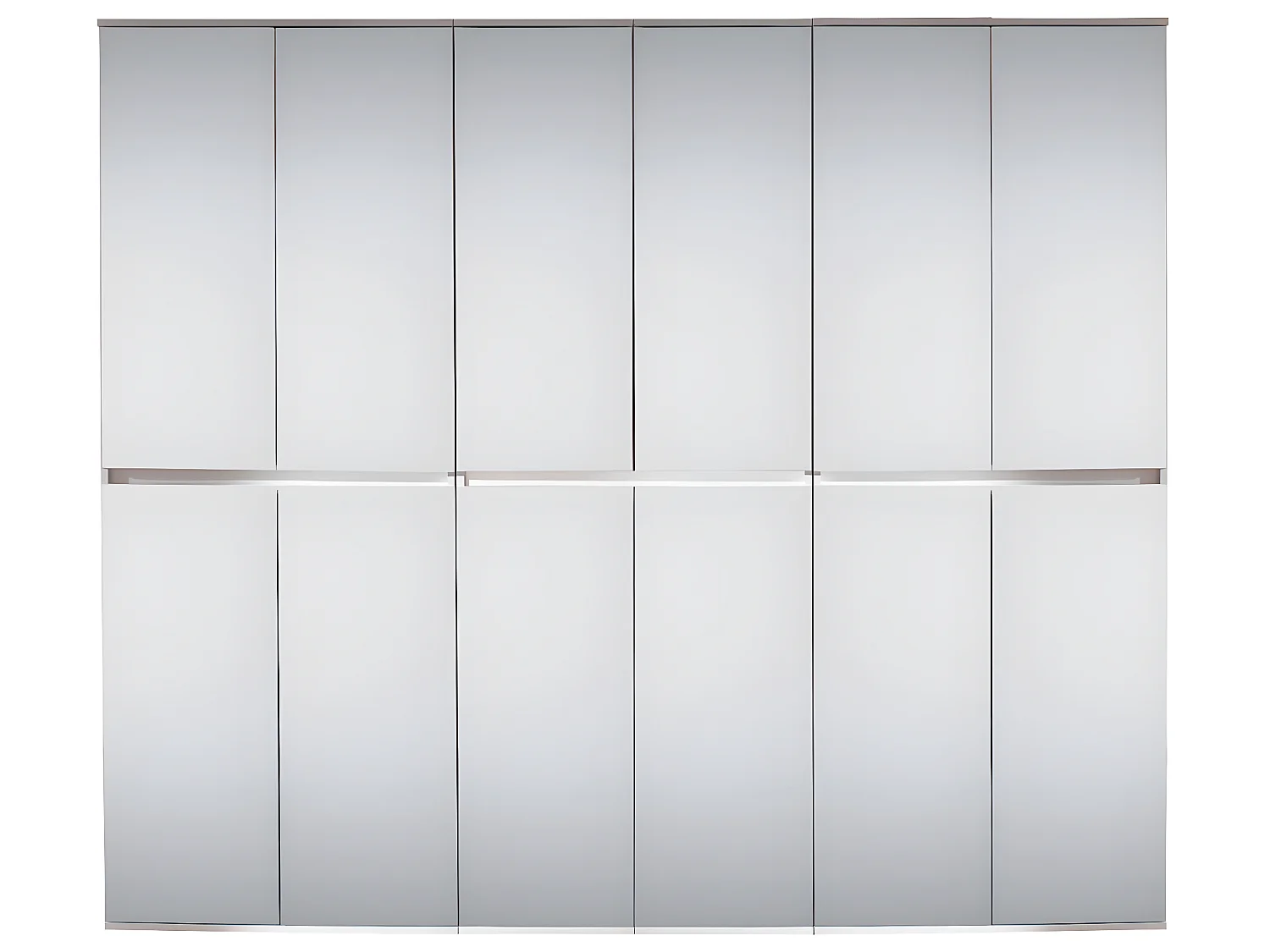 Mirror Armoire à vêtements 12 portes, blanc, verre miroir.