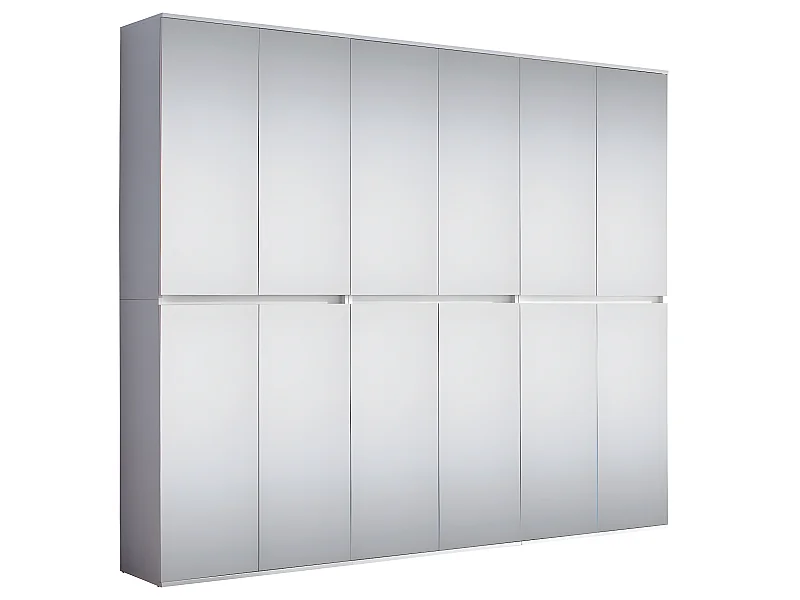 Mirror Armoire à vêtements 12 portes, blanc, verre miroir.