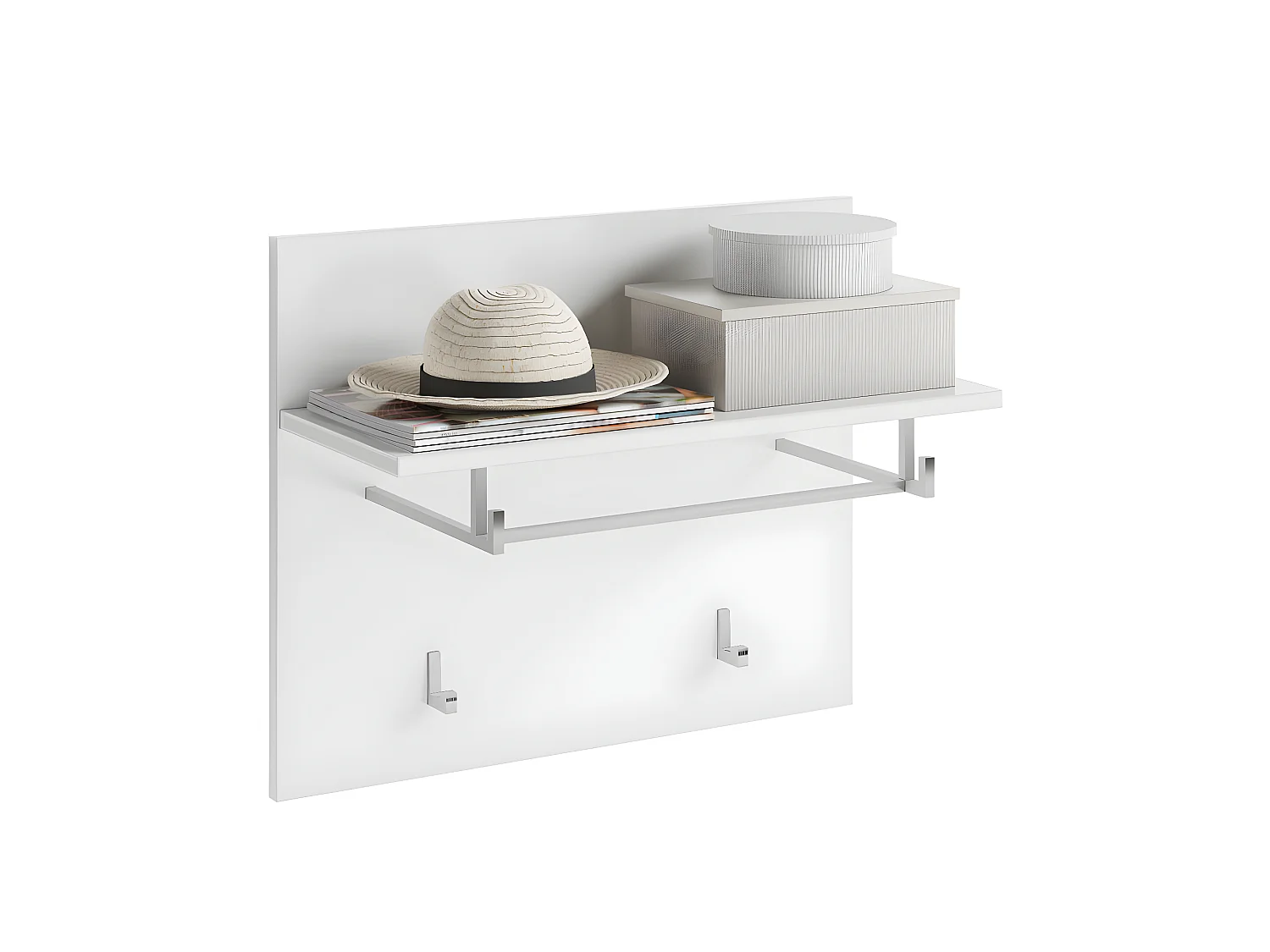 Linus Wandgarderobe 2 Kleiderhaken weiß.