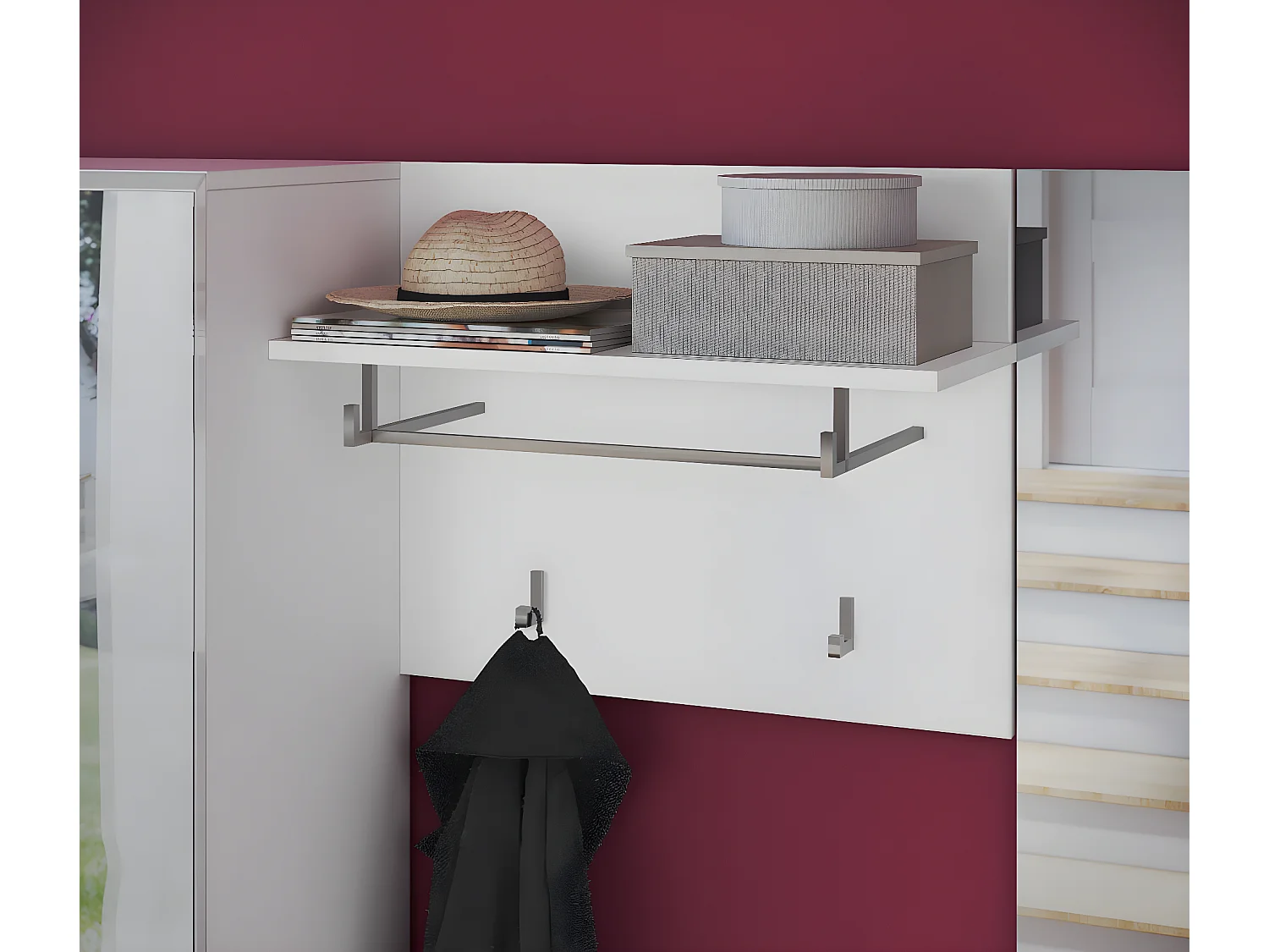 Linus Wandgarderobe 2 Kleiderhaken weiß.