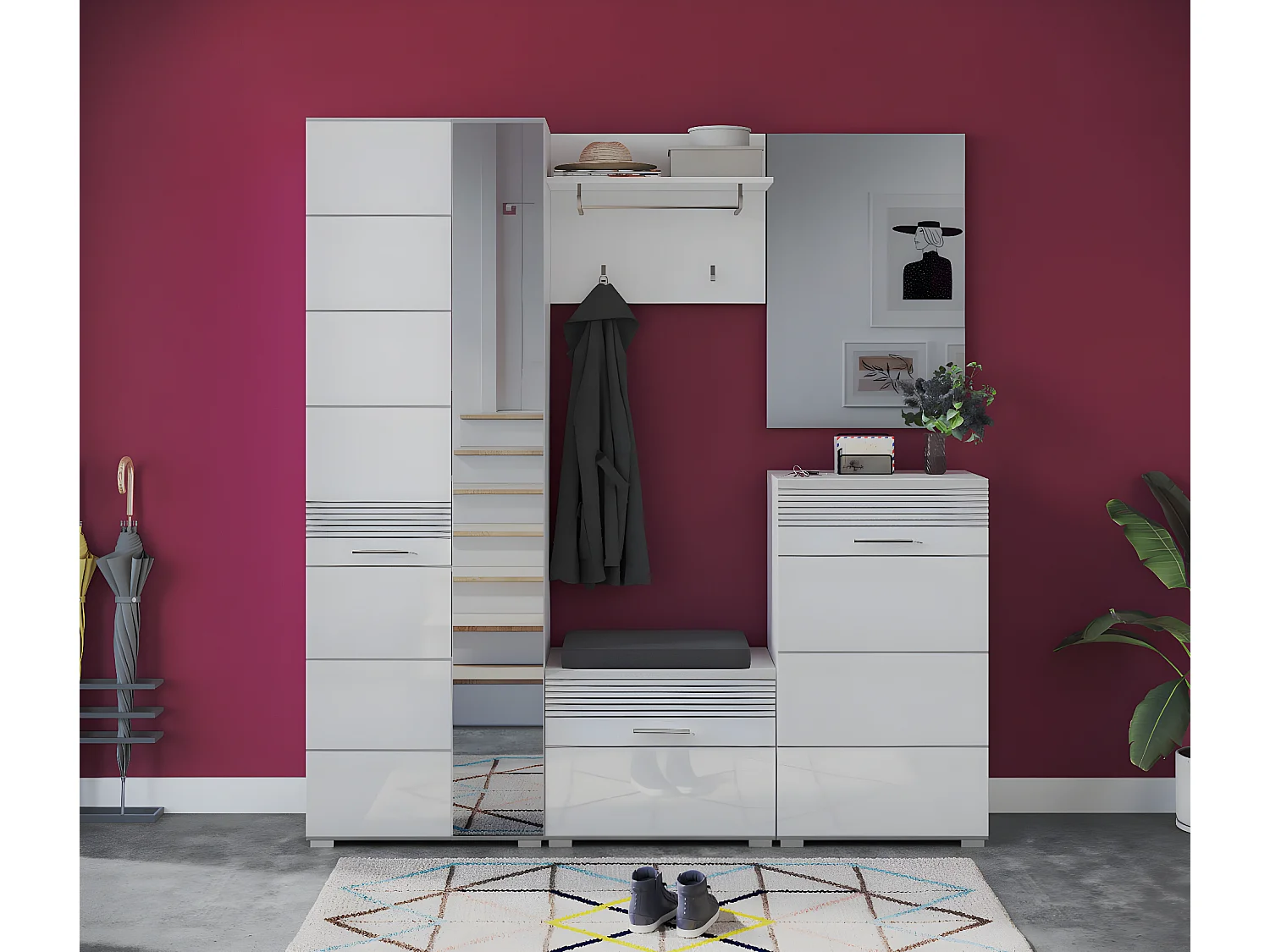 Linus Wandgarderobe 2 Kleiderhaken weiß.