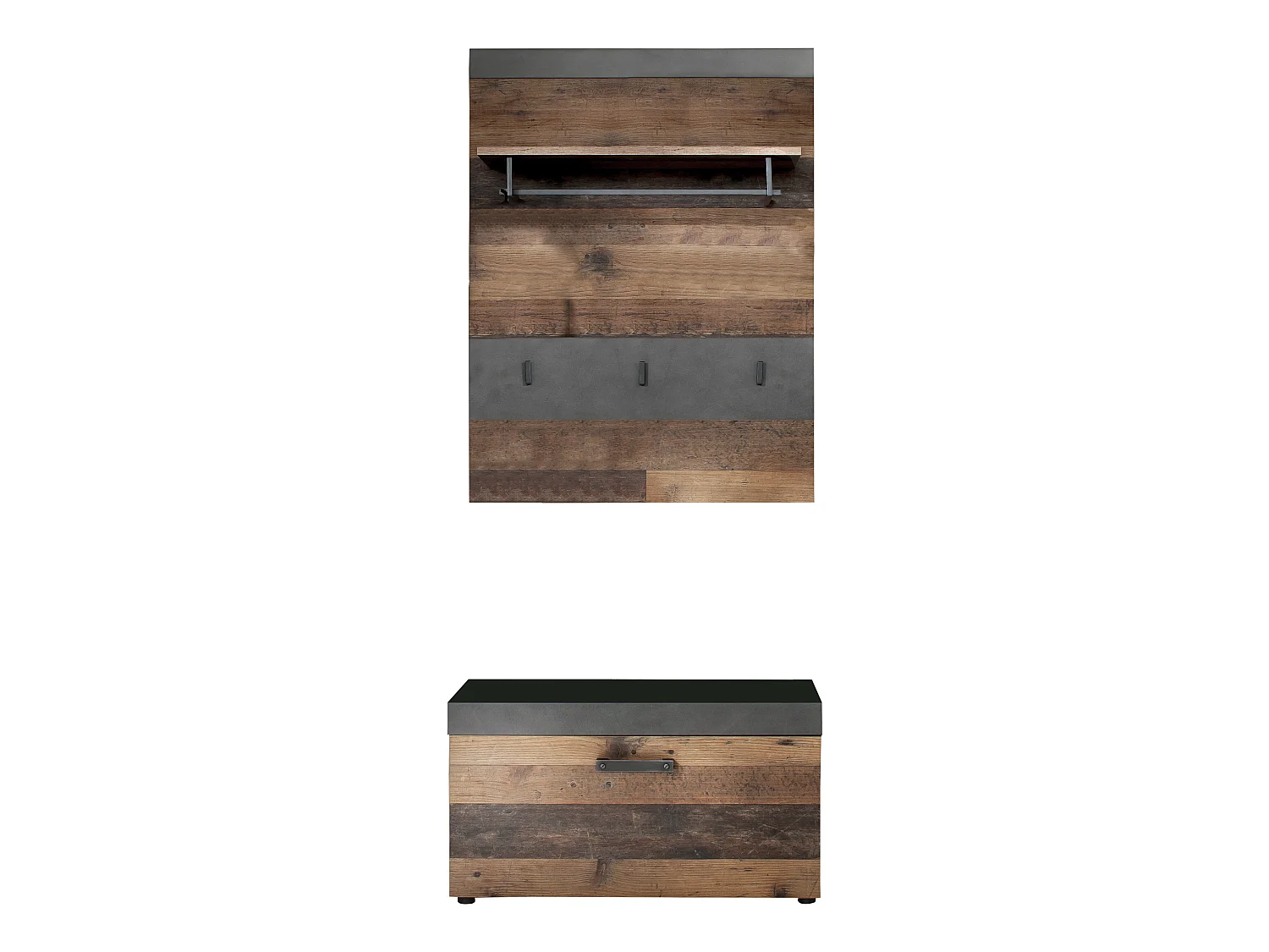 Irwin Agencement d'armoire E, style gris Matera, look vieux bois.