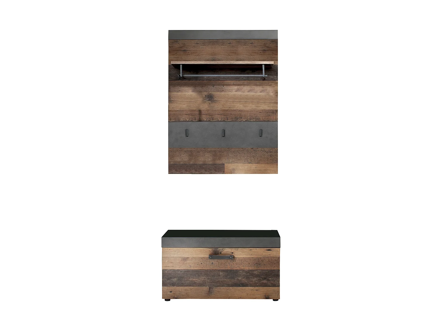Irwin Agencement d'armoire E, style gris Matera, look vieux bois.