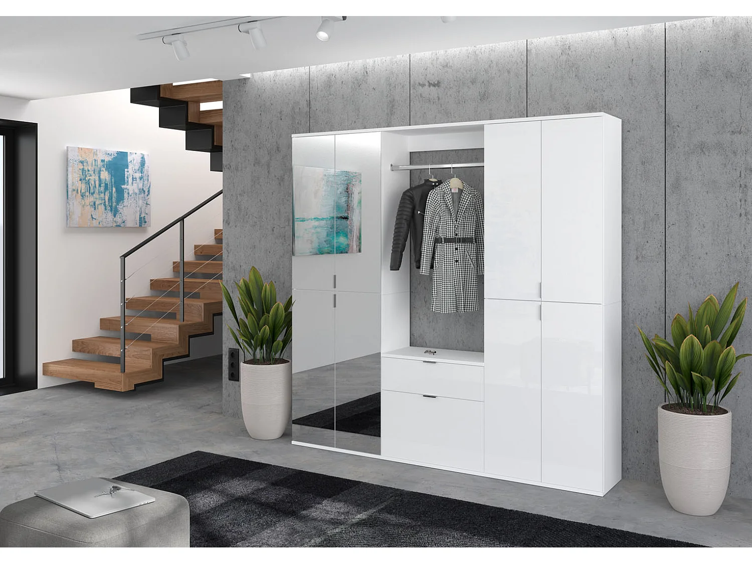 ProjektX garderobe opstelling 1 deur, 1 lade wit.