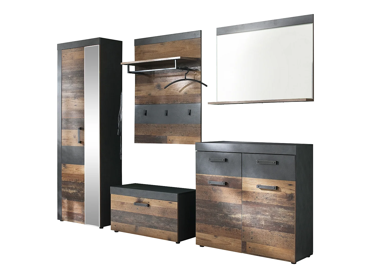 Irwin Arrangement de garde-robe A, finition Matera, gris, style vieux bois.