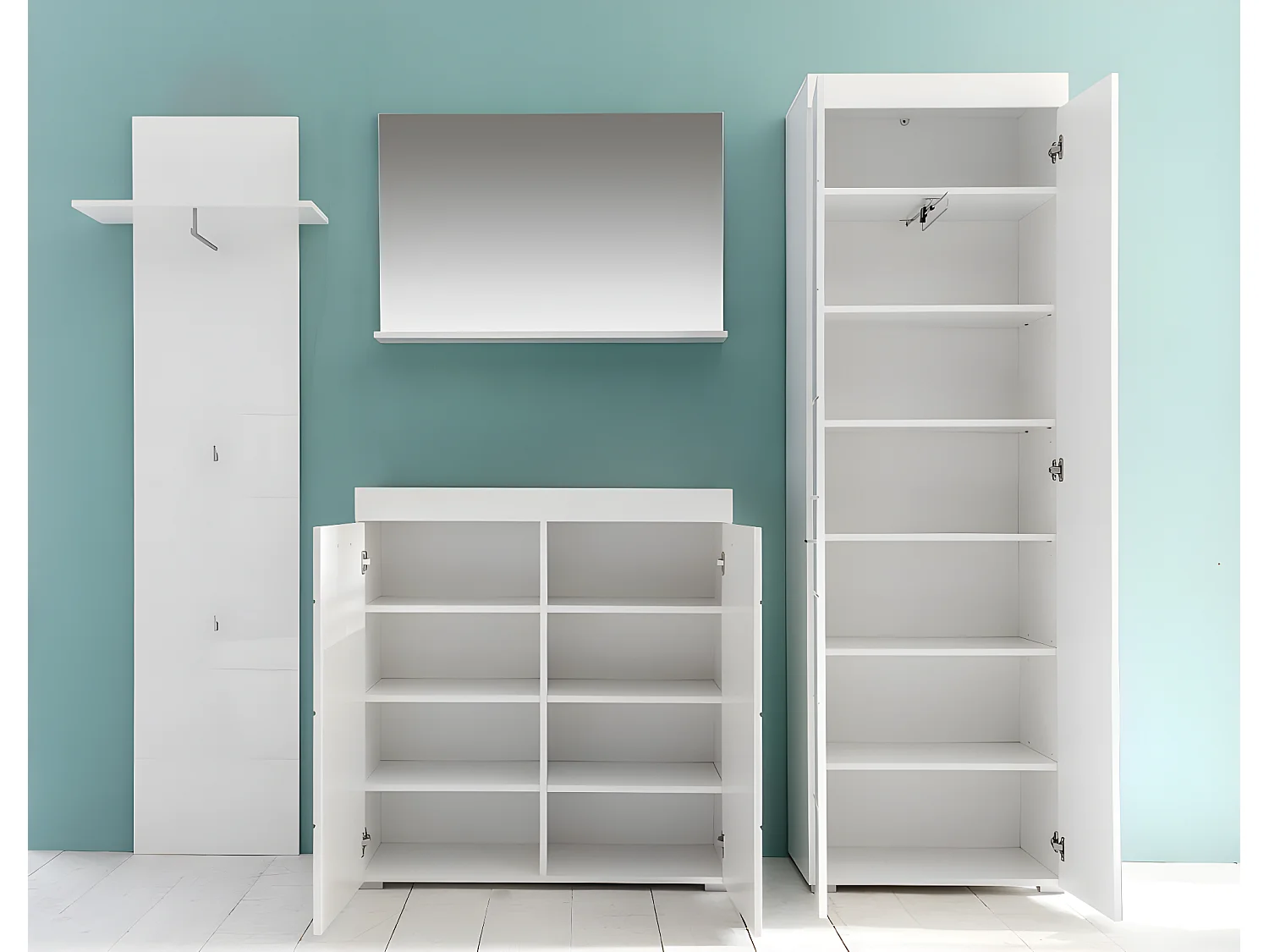 Amira Meubles d'entrée et vestiaire B, blanc, blanc brillant.