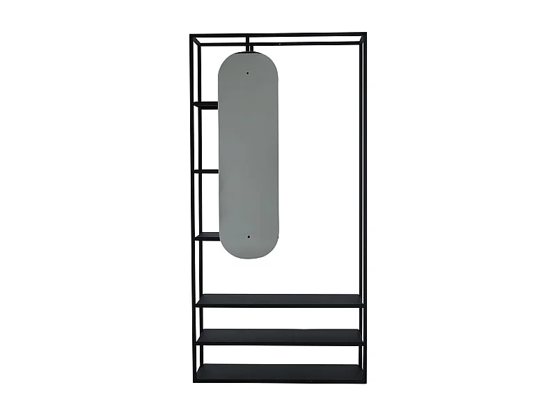 Classe garderobe opstelling 6 planken, 1 spiegel zwart.