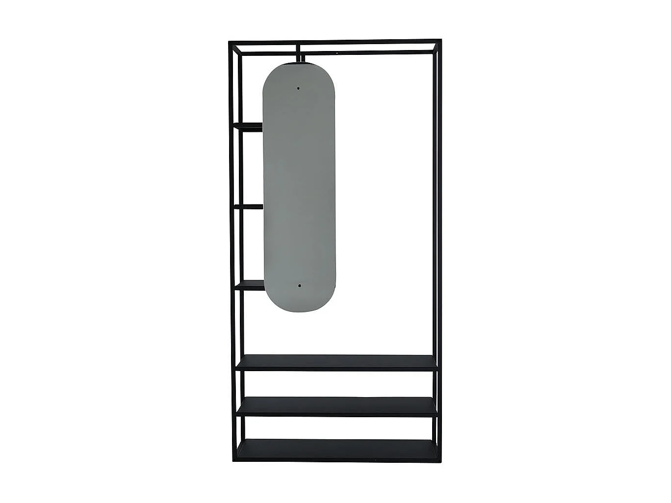 Classe garderobe opstelling 6 planken, 1 spiegel zwart.