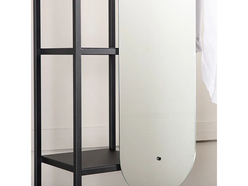 Penderie Avec Miroir & Étagères "Classe" 200cm Noir