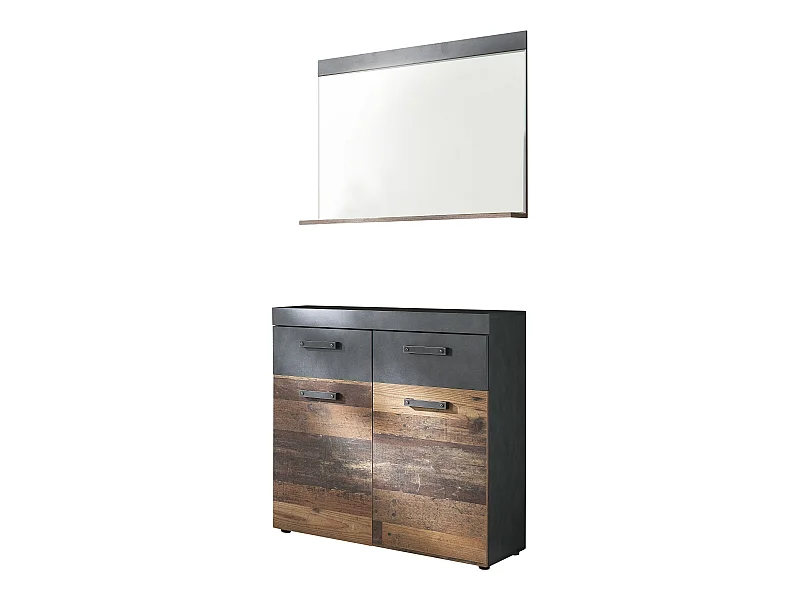 Irwin  Garderobenaufstellung F, grau Matera Dekor, Old Wood Dekor.