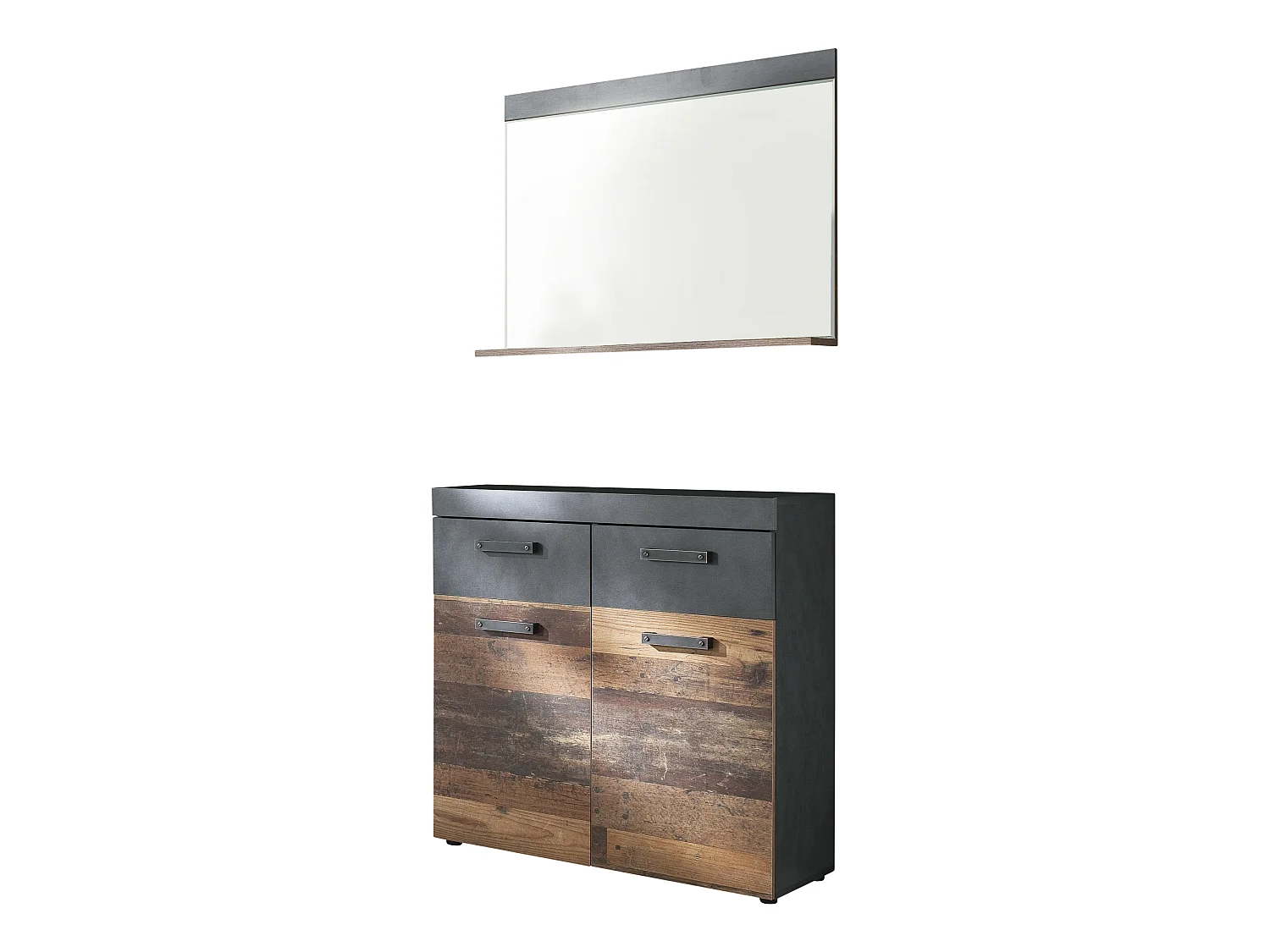 Irwin garderobe opstelling F, grijs Matera decor, Old Wood decor.